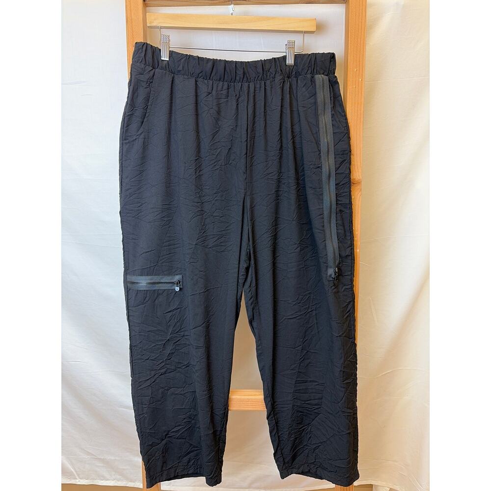 NWT Ever Sassy Boutique Black Crinkle Ankle Pant Fun Zipper #0266 XL
